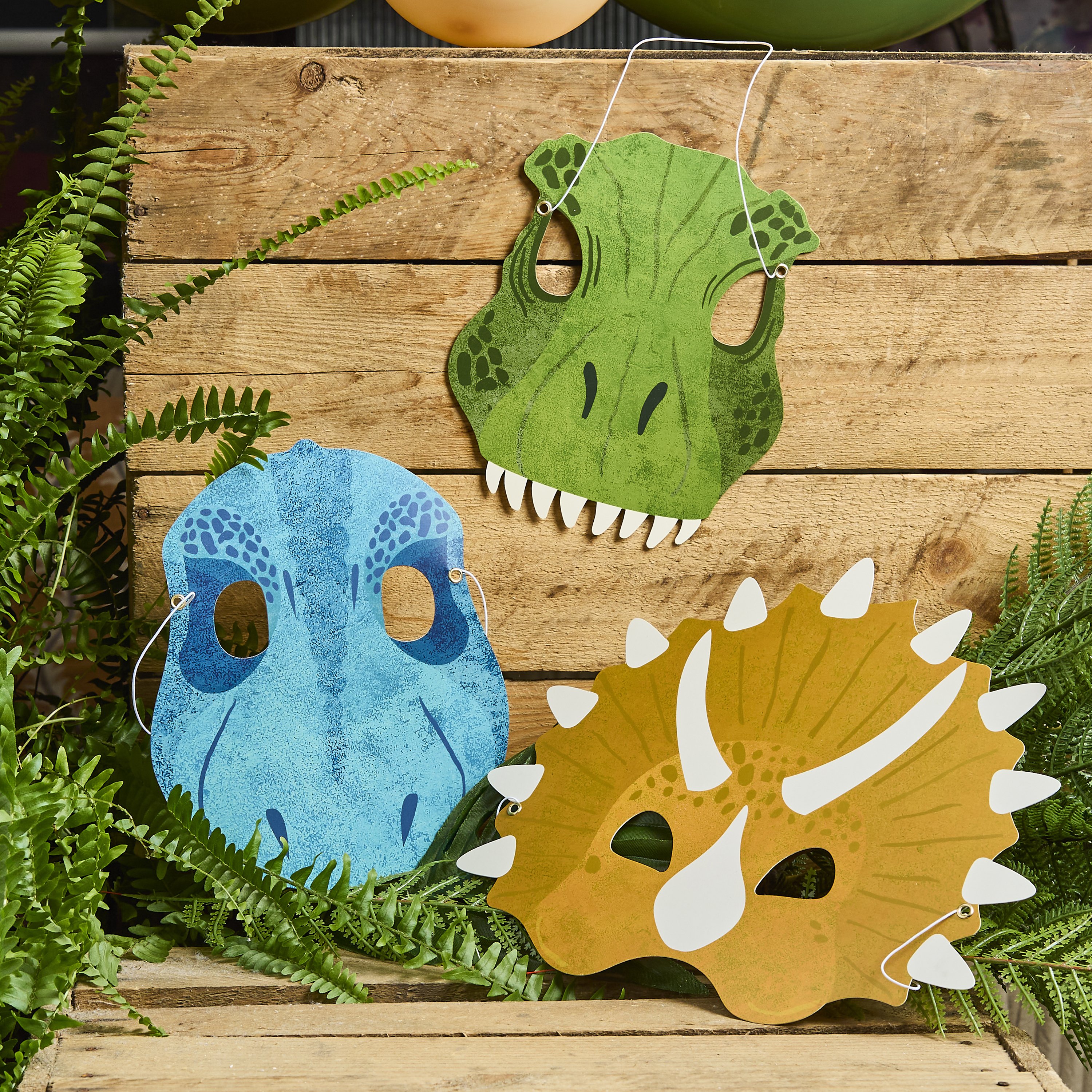 Dinosaur Card Masks - Pack of 6