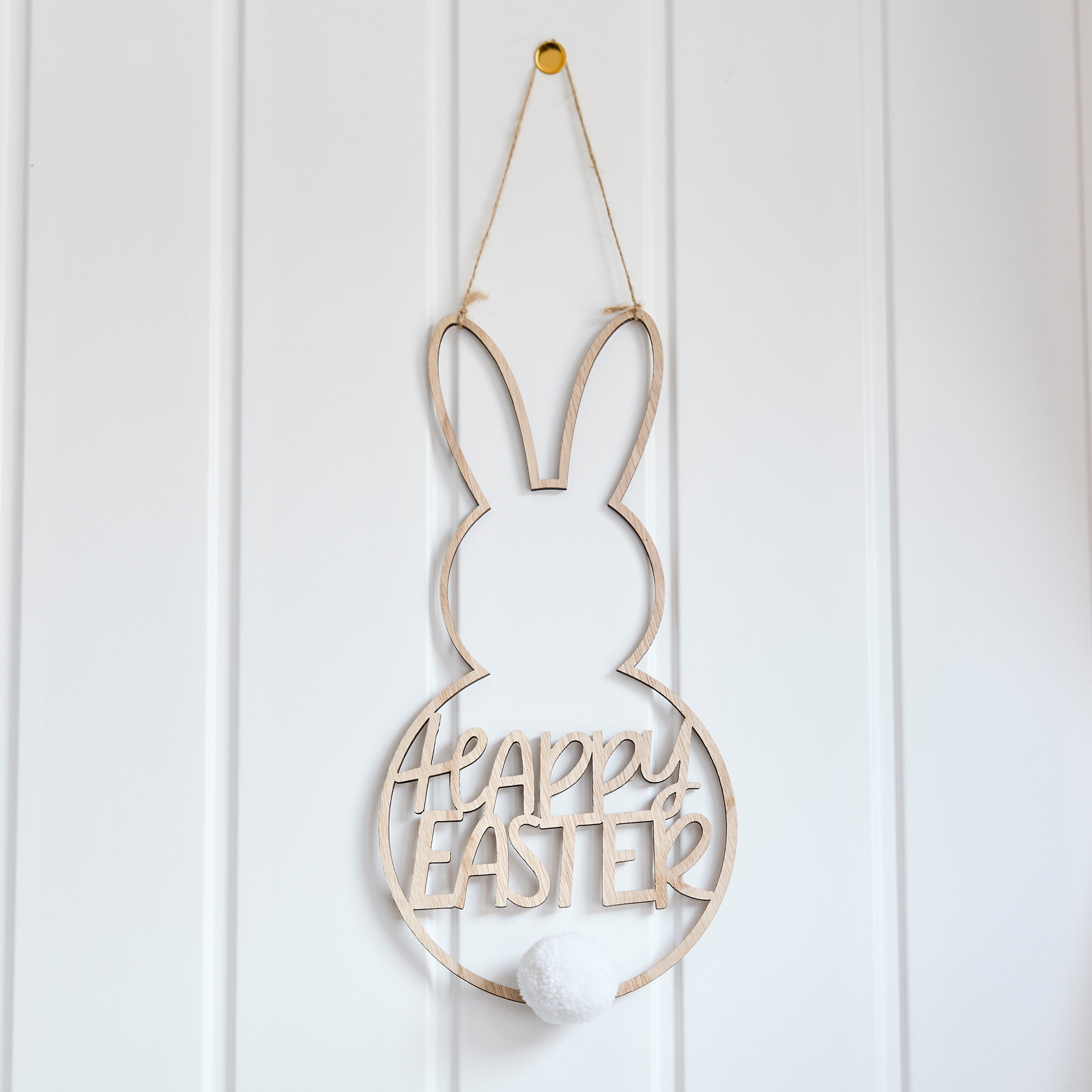 Bunny 'Happy Easter' Wooden Hanging Decoration