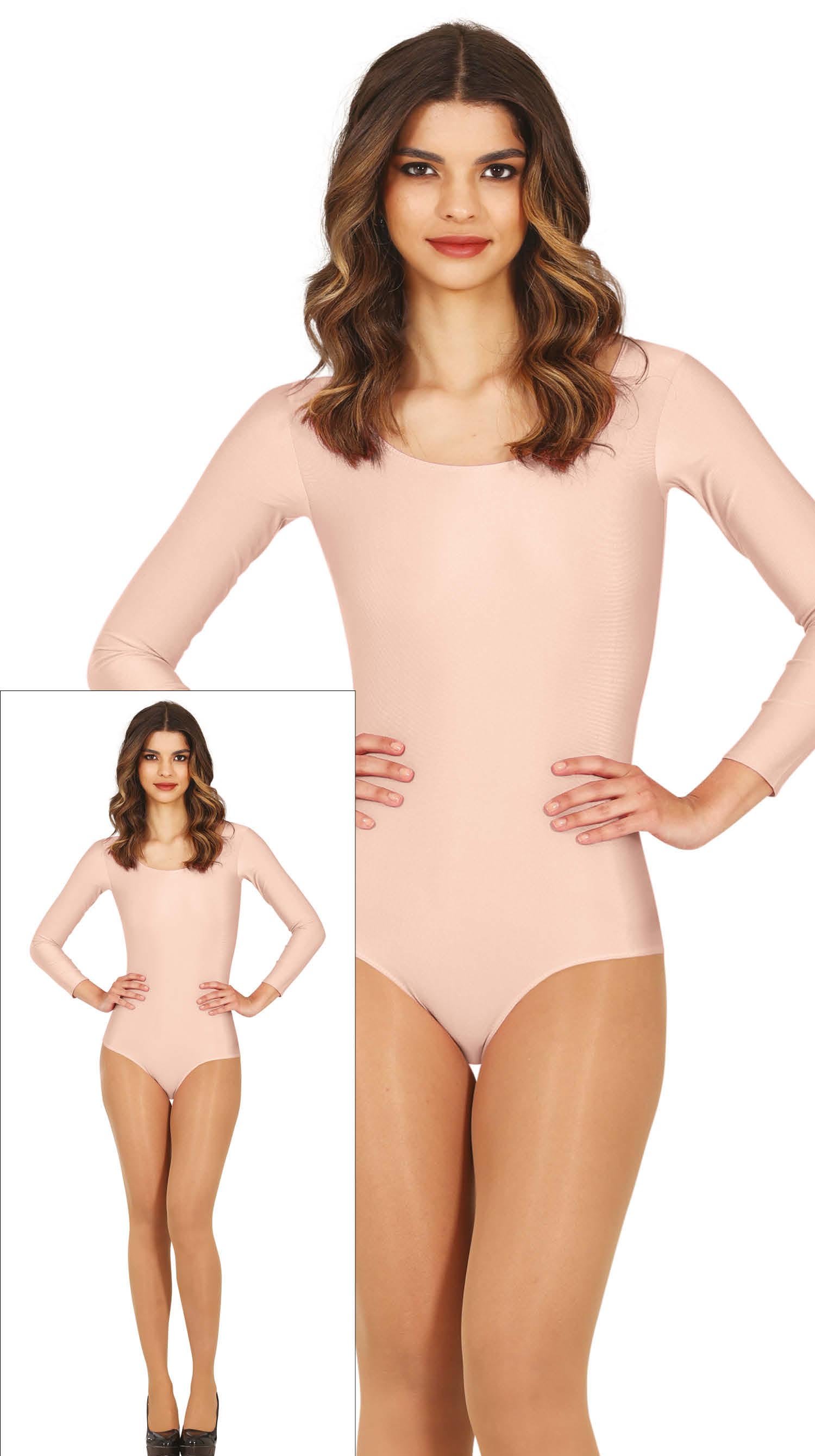 Long Sleeve Flesh Leotard Adult 42-44 (L)