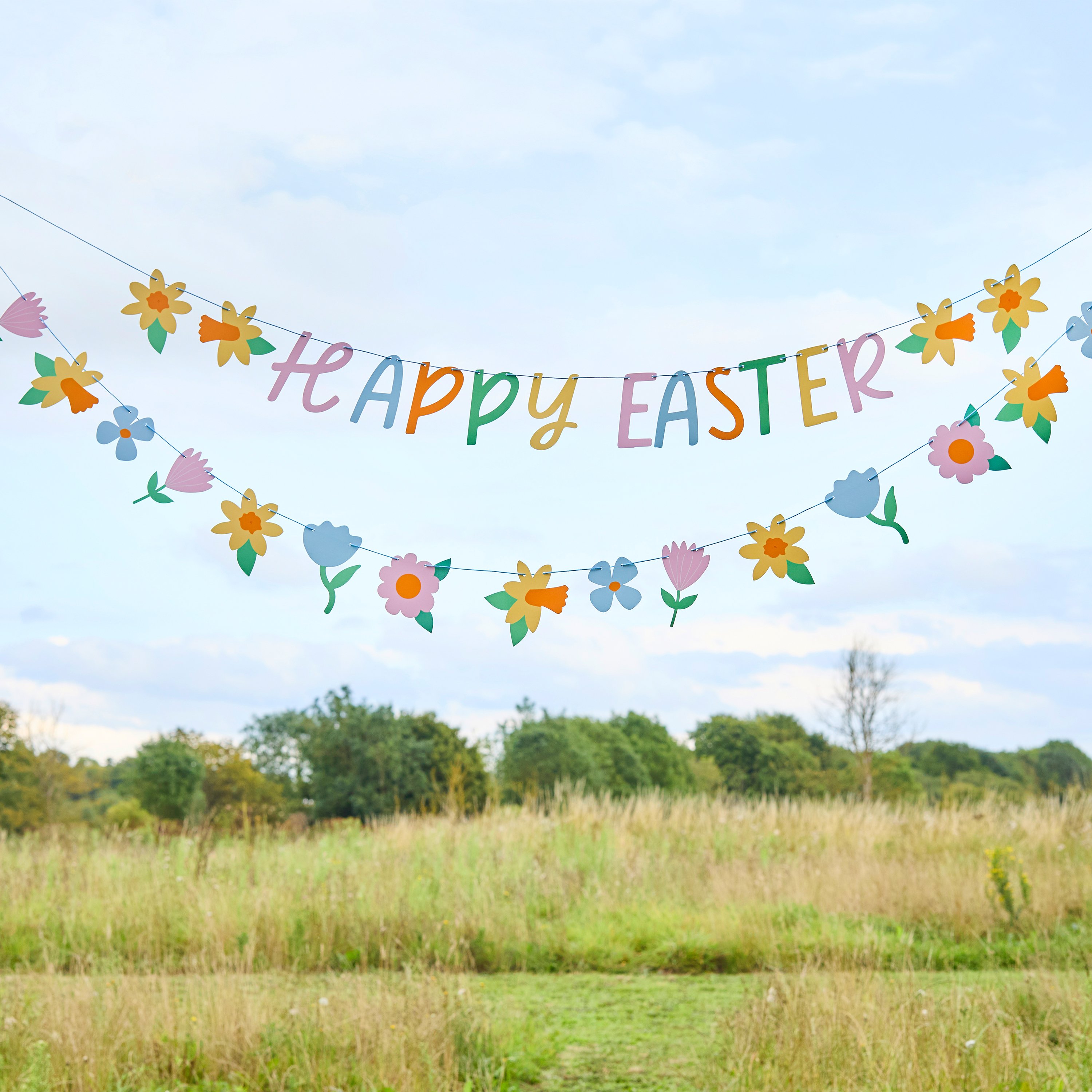 Floral 'Happy Easter' Card Banner x2 2m